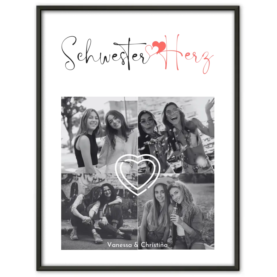 Poster Schwester Personalisiert Schwesterherz Fotocollage 4 Fotos