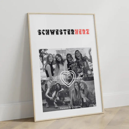 Schwester Poster Personalisiert Schwesterherz Fotocollage mit 4 Fotos