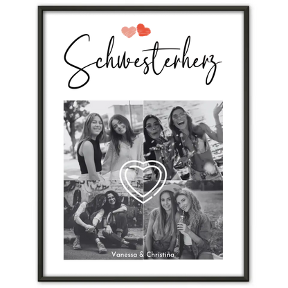 Poster Schwester Schwesterherz mit 4 Fotos & Eigener Spruch