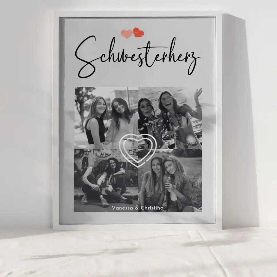 Poster Schwester Schwesterherz mit 4 Fotos & Eigener Spruch