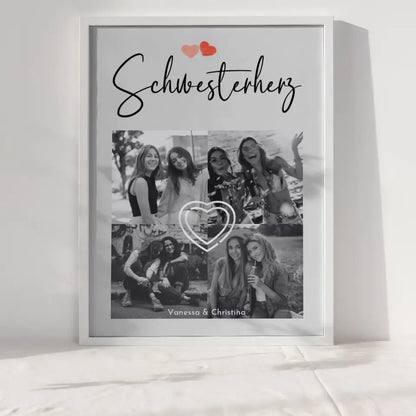 Poster Schwester Schwesterherz mit 4 Fotos & Eigener Spruch