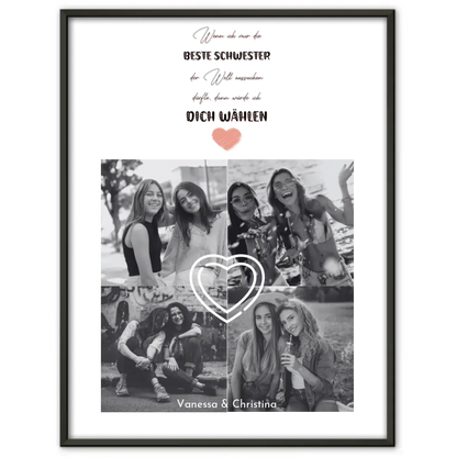 Poster Schwester Personalisiert Schwesterherz Du bist die beste Fotocollage 4 Fotos