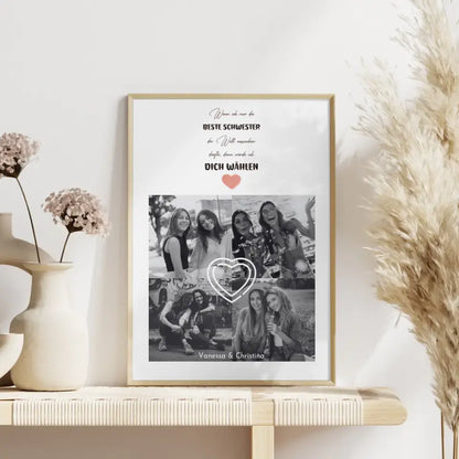 Poster Schwester Personalisiert Schwesterherz Du bist die beste Fotocollage 4 Fotos