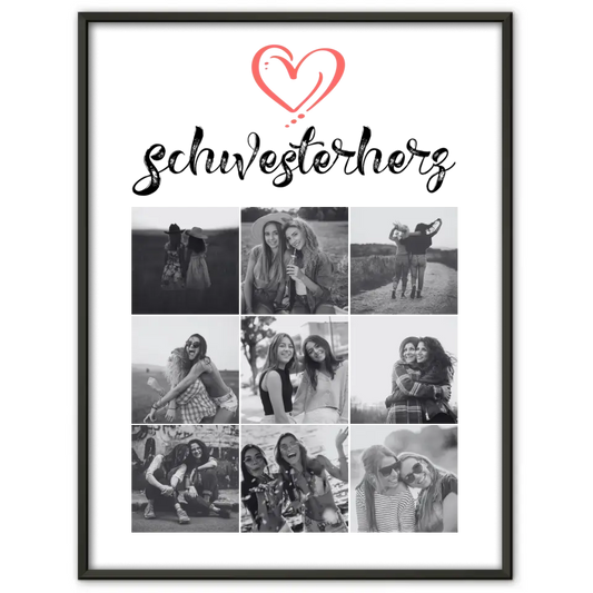 Personalisiertes Poster Schwester Schwesterherz 9 Fotos & Eigener Spruch