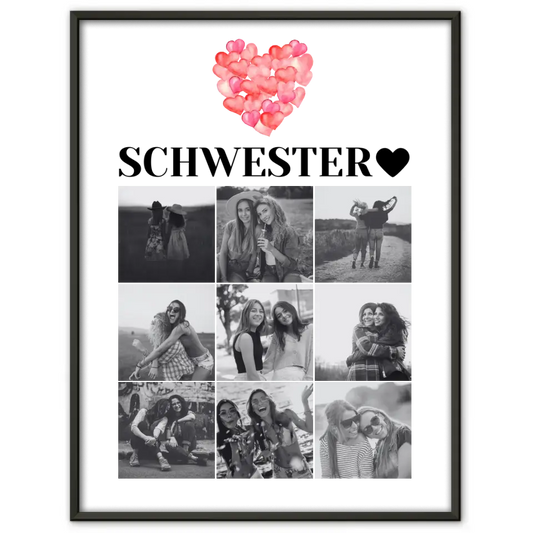 Poster Schwester Personalisiert Schwesterherz Fotocollage mit 9 Fotos