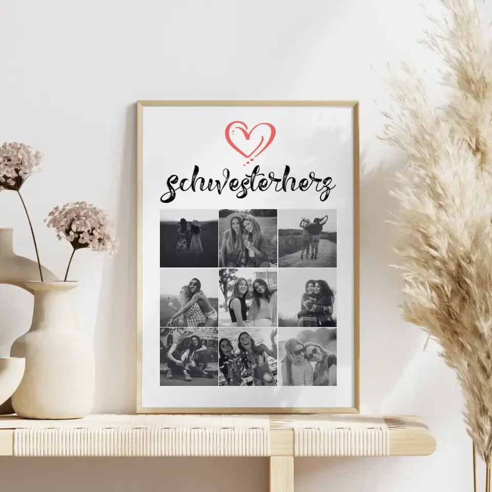 Personalisiertes Poster Schwester Schwesterherz 9 Fotos & Eigener Spruch