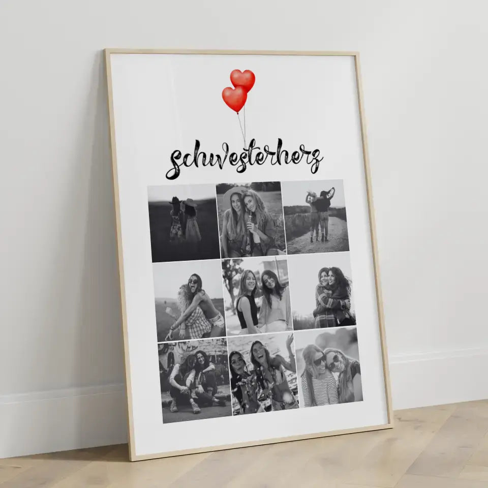 Poster Schwester Schwesterherz mit 9 Fotos & Eigener Spruch