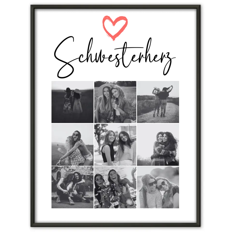 Personalisiertes Fotoposter Schwester Schwesterherz 9 Fotos & Wunschspruch