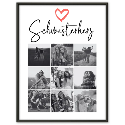 Personalisiertes Fotoposter Schwester Schwesterherz 9 Fotos & Wunschspruch