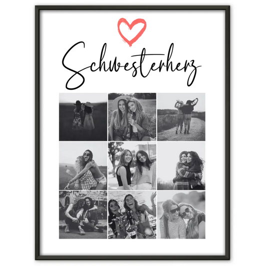 Personalisiertes Fotoposter Schwester Schwesterherz 9 Fotos & Wunschspruch