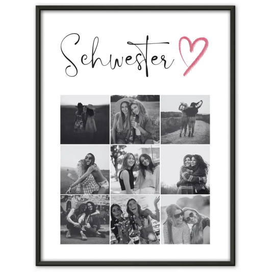 Personalisiertes Poster Schwester Schwesterherz 9 Fotos & Änderbarer Spruch