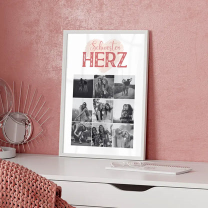 Schwester Poster Personalisiert Schwesterherz 9 Fotos & Wunsch Spruch