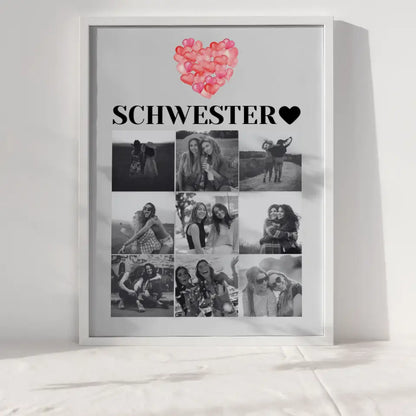 Poster Schwester Personalisiert Schwesterherz Fotocollage mit 9 Fotos
