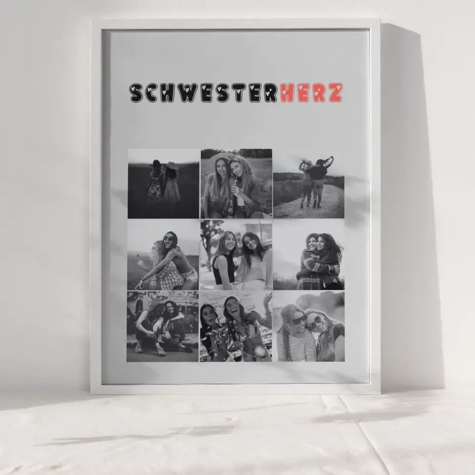 Schwester Poster Personalisiert Schwesterherz 9 Fotos & Eigener Spruch