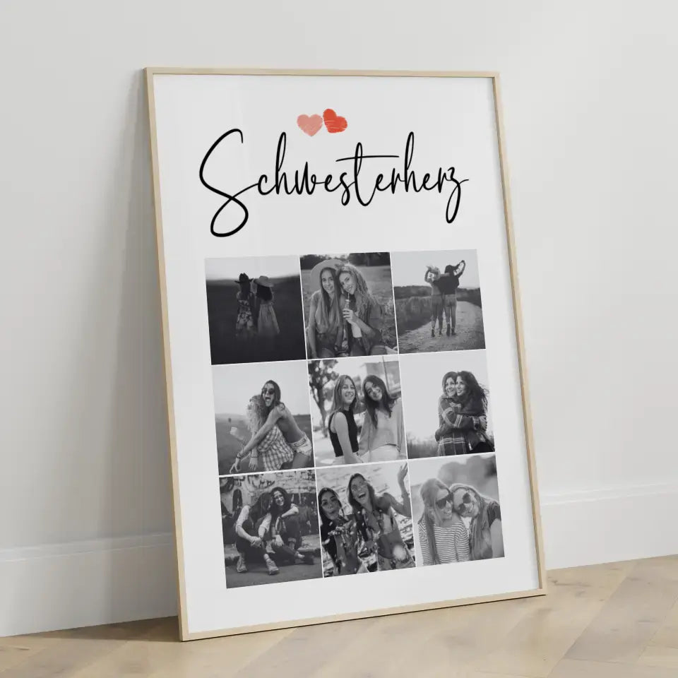 Poster Schwester Schwesterherz 9 Fotos & Wunsch Spruch