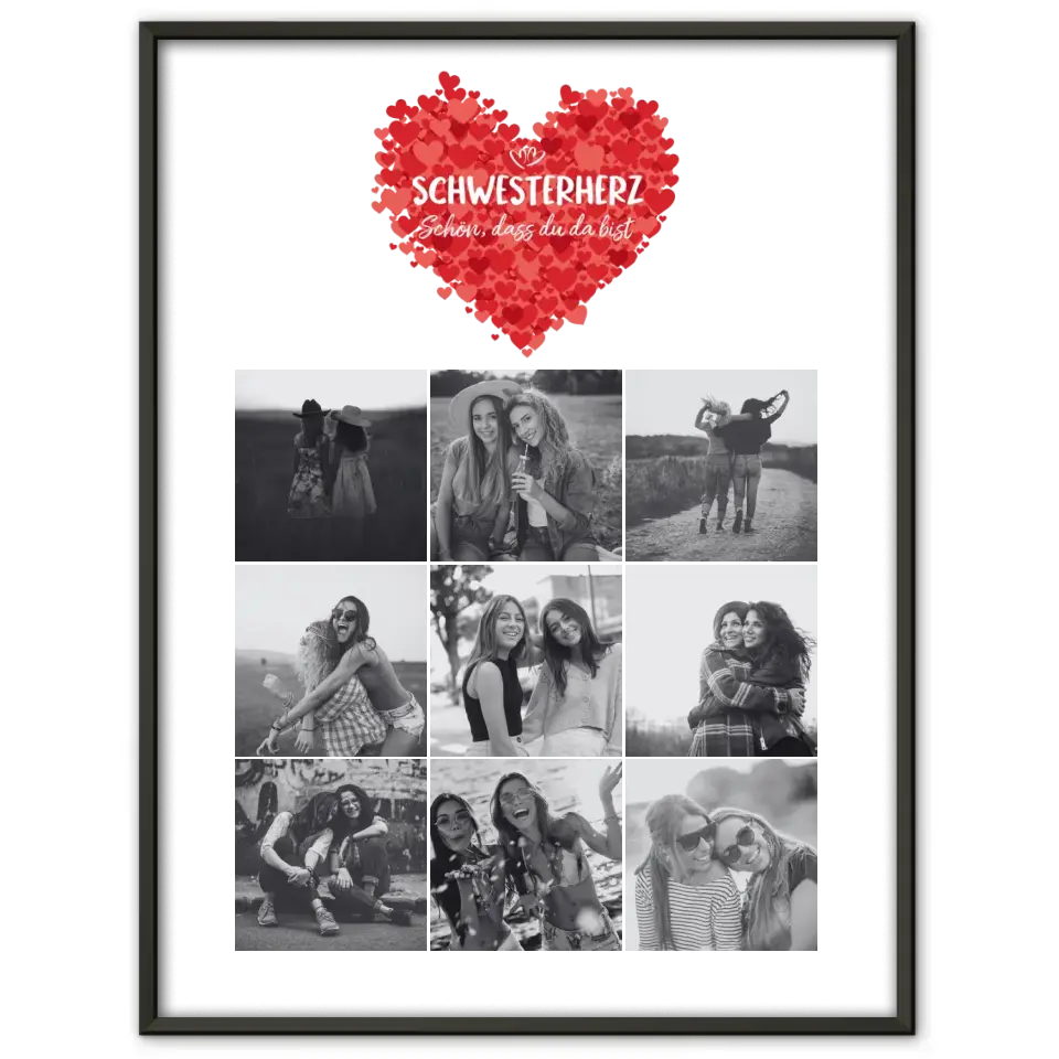 Personalisiertes Fotoposter Schwester Schwesterherz Schön dass du da bist 9 Fotos