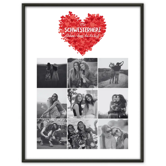 Personalisiertes Fotoposter Schwester Schwesterherz Schön dass du da bist 9 Fotos