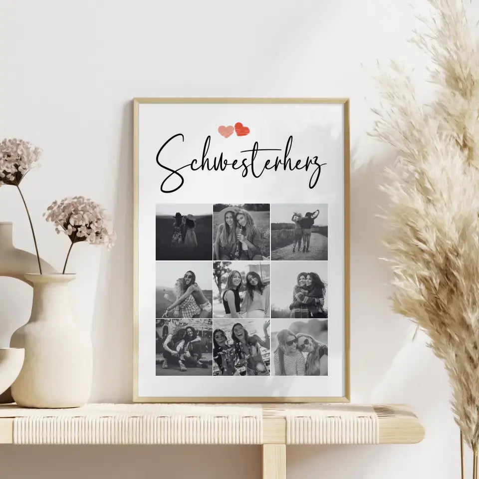 Poster Schwester Schwesterherz 9 Fotos & Wunsch Spruch