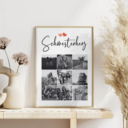 Poster Schwester Schwesterherz 9 Fotos & Wunsch Spruch