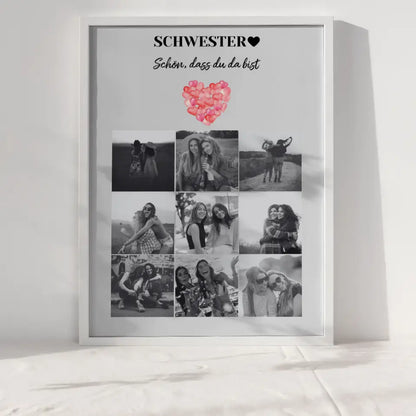 Poster Schwester Personalisiert Schwesterherz Schön dass du da bist 9 Fotos & Wunschspruch