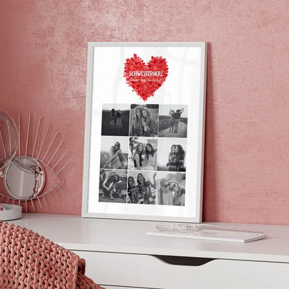 Personalisiertes Fotoposter Schwester Schwesterherz Schön dass du da bist 9 Fotos