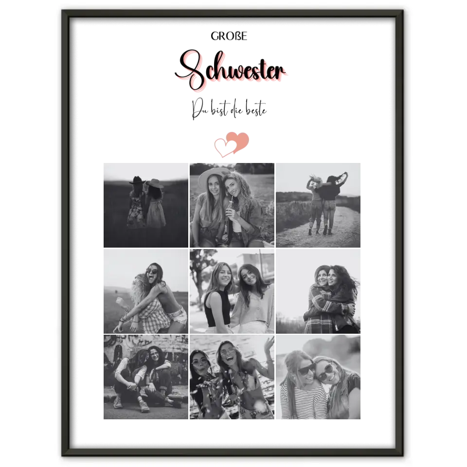 Personalisiertes Große Schwester Poster Große Schwester bist die Beste Fotocollage mit 9 Fotos