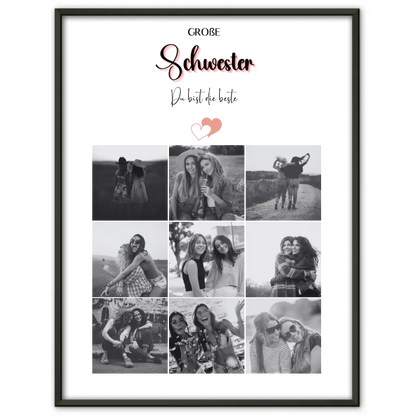 Personalisiertes Große Schwester Poster Große Schwester bist die Beste Fotocollage mit 9 Fotos