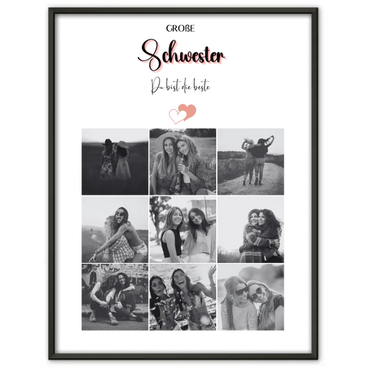 Personalisiertes Große Schwester Poster Große Schwester bist die Beste Fotocollage mit 9 Fotos
