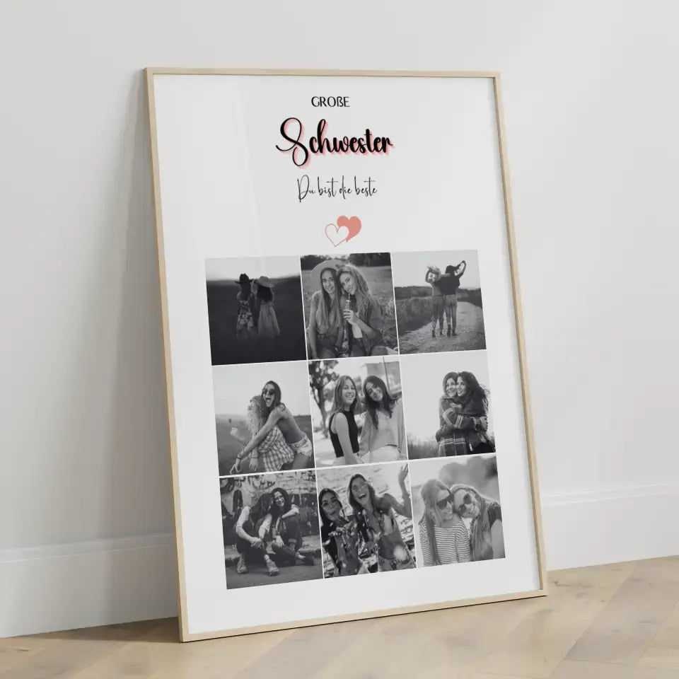 Personalisiertes Große Schwester Poster Große Schwester bist die Beste Fotocollage mit 9 Fotos
