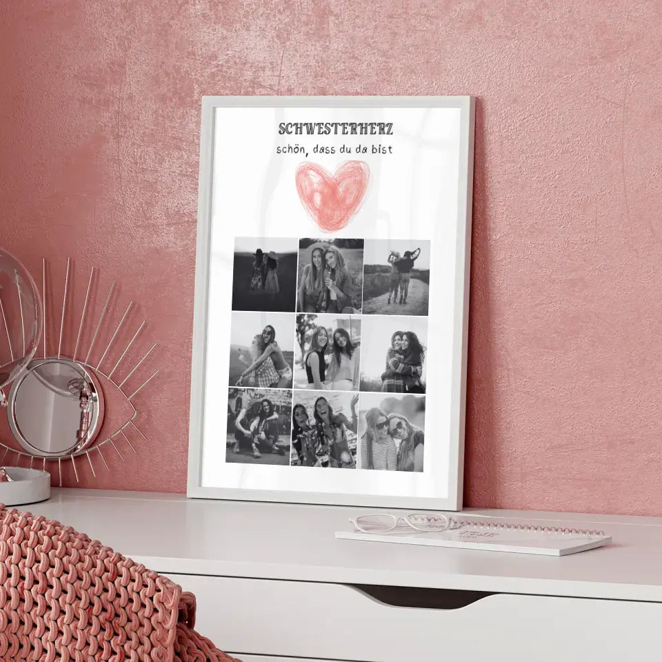 Poster Schwester Schwesterherz Schön dass du da bist 9 Fotos & Eigener Spruch