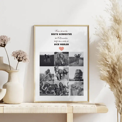 Poster Schwester Personalisiert Beste Schwester der Welt mit 9 Fotos & Eigener Spruch