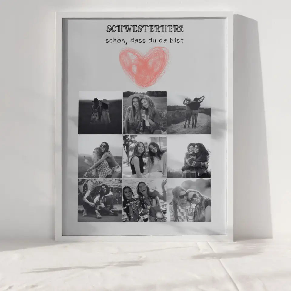 Poster Schwester Schwesterherz Schön dass du da bist 9 Fotos & Eigener Spruch