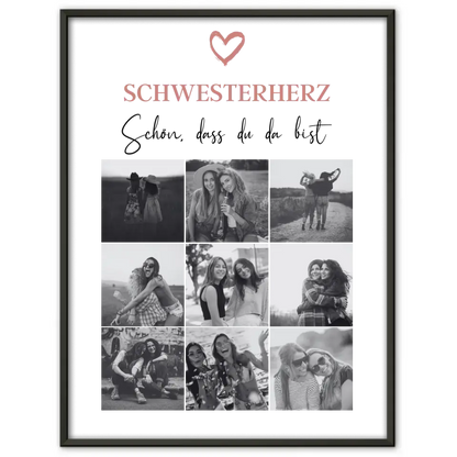 Poster Schwester Schwesterherz Schön dass du da bist 9 Fotos & Änderbarer Spruch