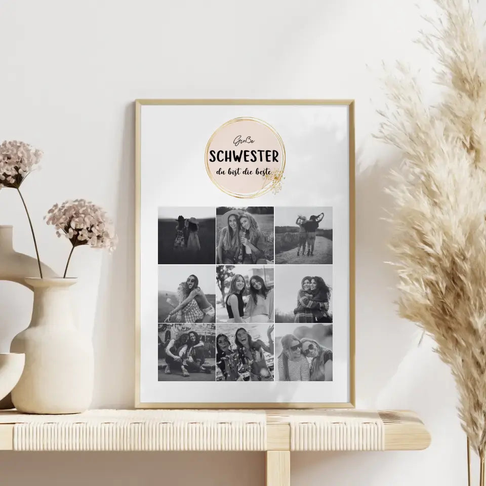 Personalisiertes Große Schwester Poster Große Schwester bist die Beste 9 Fotos & Wunsch Spruch
