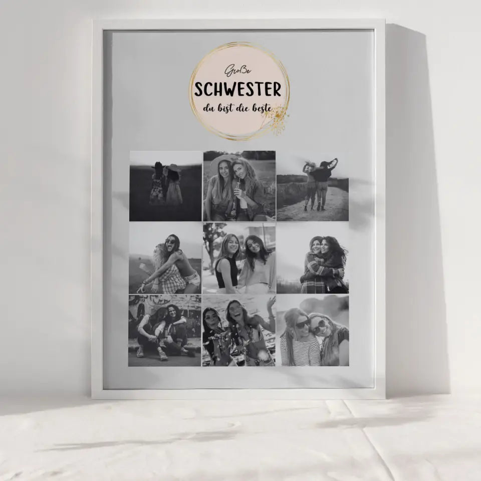 Personalisiertes Große Schwester Poster Große Schwester bist die Beste 9 Fotos & Wunsch Spruch