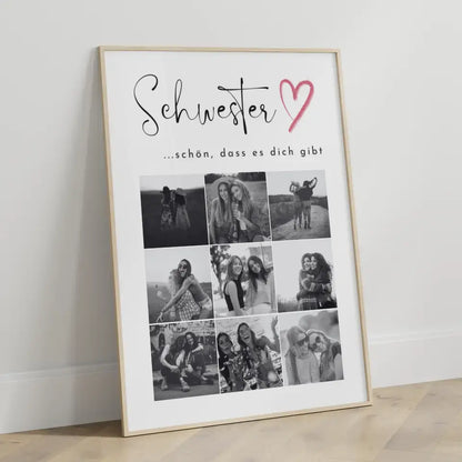 Poster Schwester Personalisiert Schwesterherz Schön dass du da bist 9 Fotos