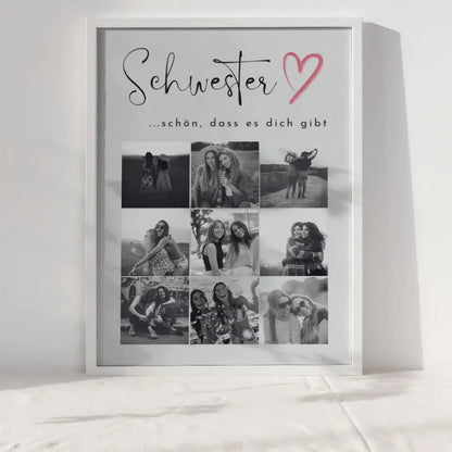 Poster Schwester Personalisiert Schwesterherz Schön dass du da bist 9 Fotos