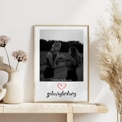 Poster Schwester Schwesterherz Schwarz Weiß Foto