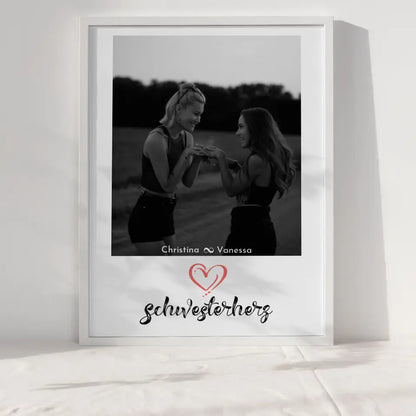 Poster Schwester Schwesterherz Schwarz Weiß Foto