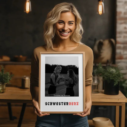 Poster Schwester Schwesterherz mit Schwarz Weiß Foto