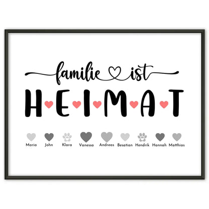 Poster Familie Familie ist Heimat Bis zu 20 Namen