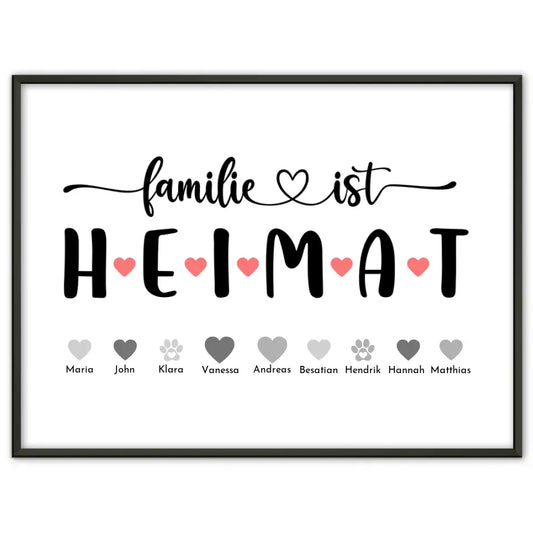 Poster Familie Familie ist Heimat Bis zu 20 Namen