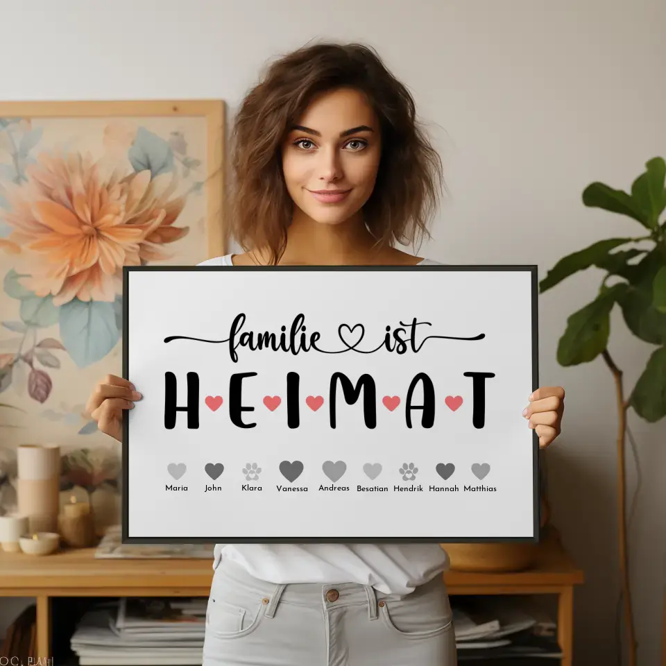 Poster Familie Familie ist Heimat Bis zu 20 Namen