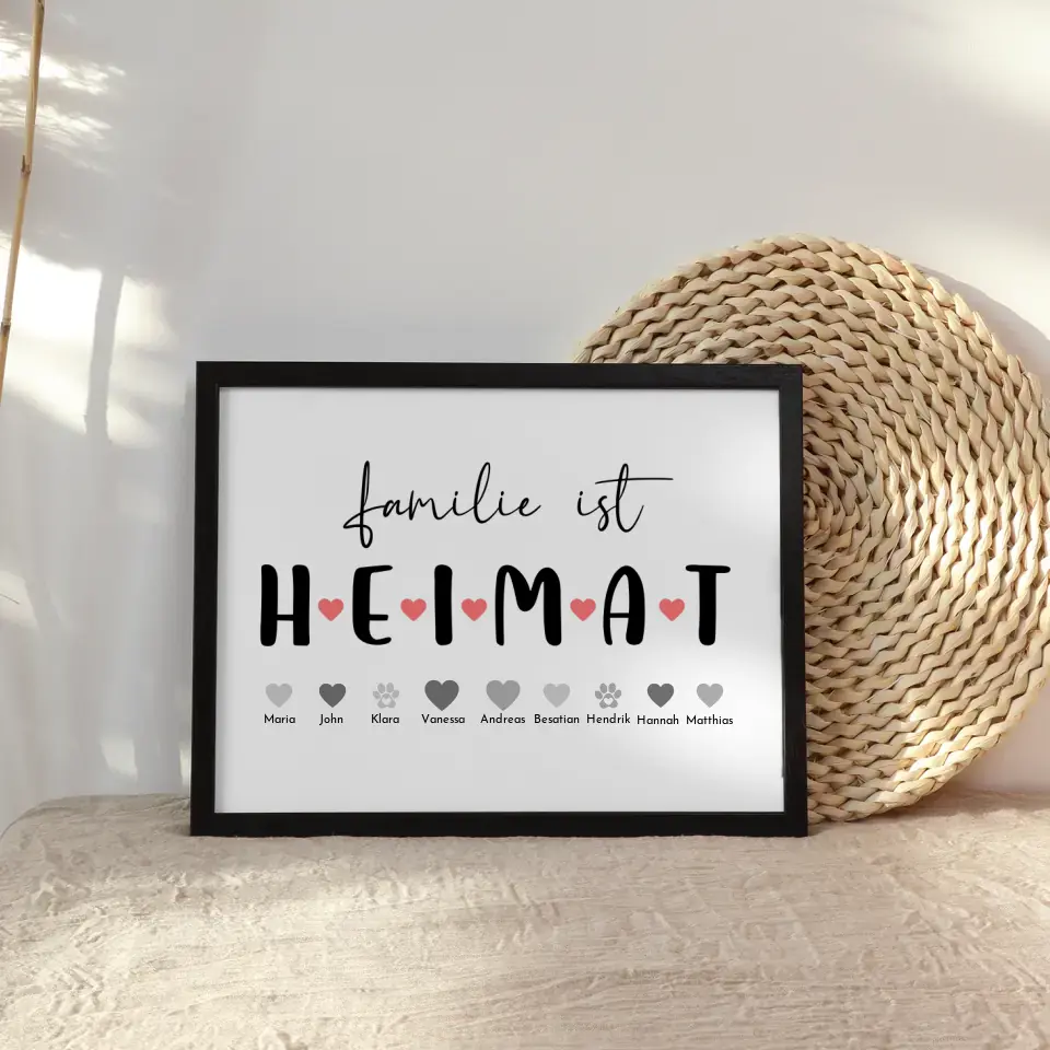 Familien Poster Familie ist Heimat Bis zu 20 Namen
