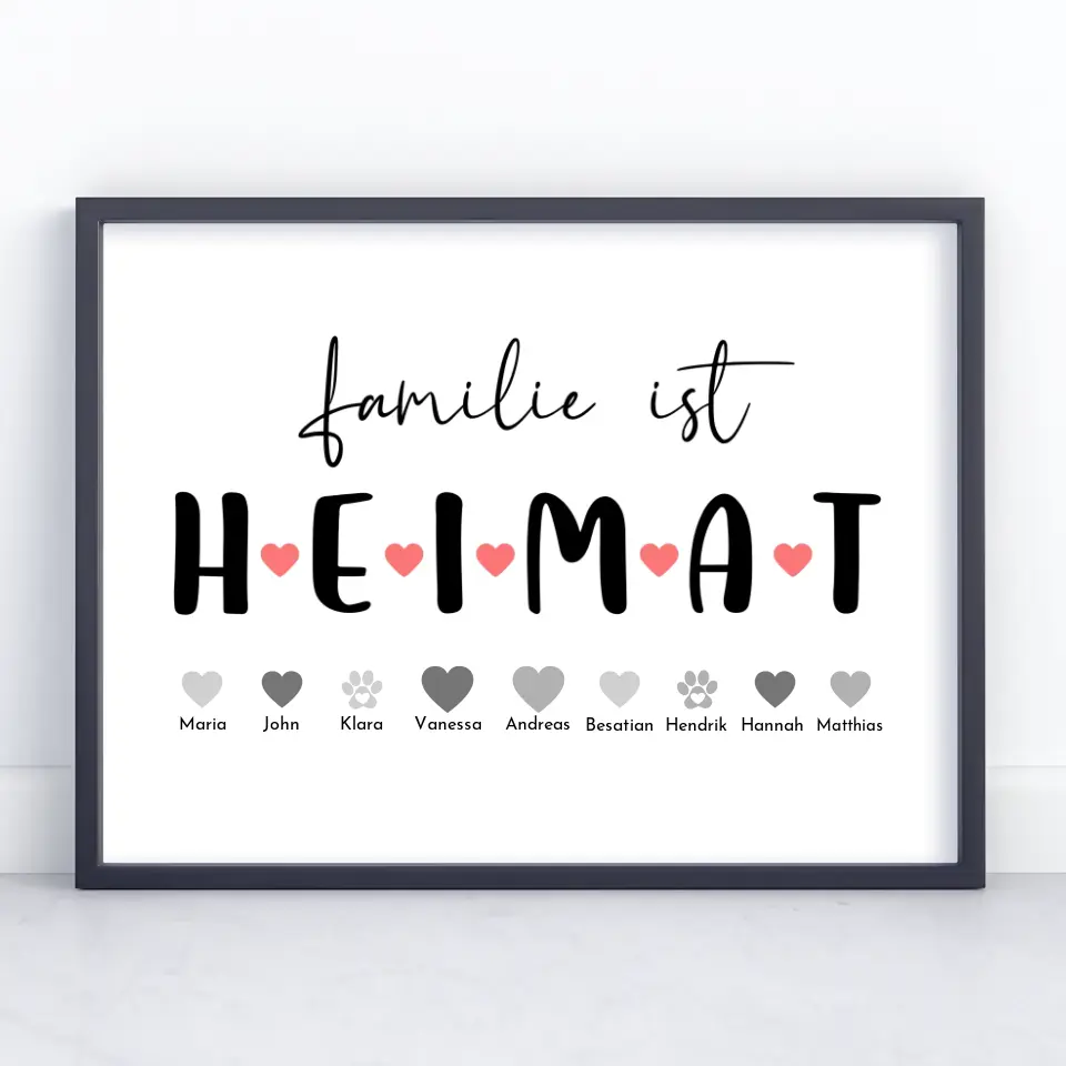 Familien Poster Familie ist Heimat Bis zu 20 Namen