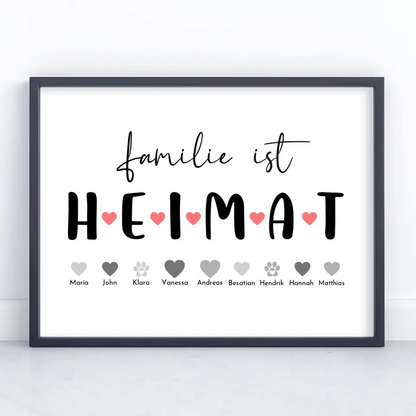 Familien Poster Familie ist Heimat Bis zu 20 Namen