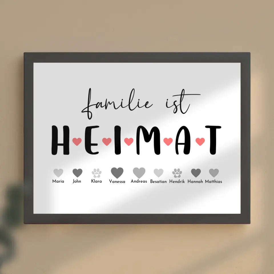 Familien Poster Familie ist Heimat Bis zu 20 Namen
