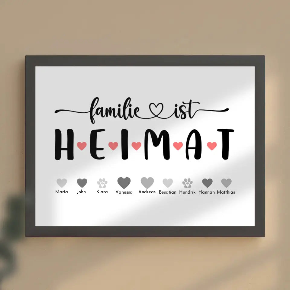 Poster Familie Familie ist Heimat Bis zu 20 Namen