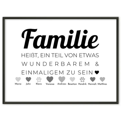 Personalisiertes Poster Familie mit Namen Familie heißt Teil von etwas zu sein Bis zu 20 Namen