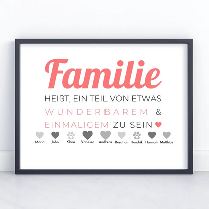 Poster Familie Personalisiert Familie heißt Teil von etwas zu sein Bis zu 20 Namen